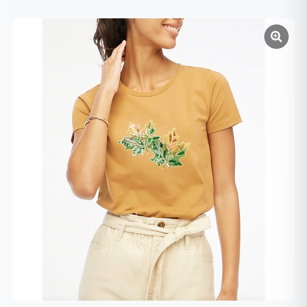 J. Crew Fall Collector Tee with Maple Leaf Embroidery size S